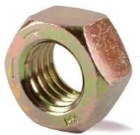 1 - 8 Yellow Zinc Coarse-Threaded Hex Nut, 10-Count Box