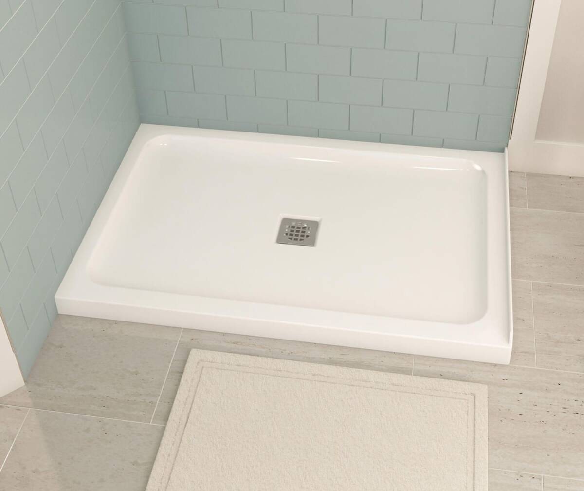 47-7/8-Inch x 32-Inch White Acrylic Alcove Or Corner Shower Base With Center Drain 1 47-7/8-Inch x 32-Inch White Acrylic Alcove Or Corner Shower Base With Center Drain