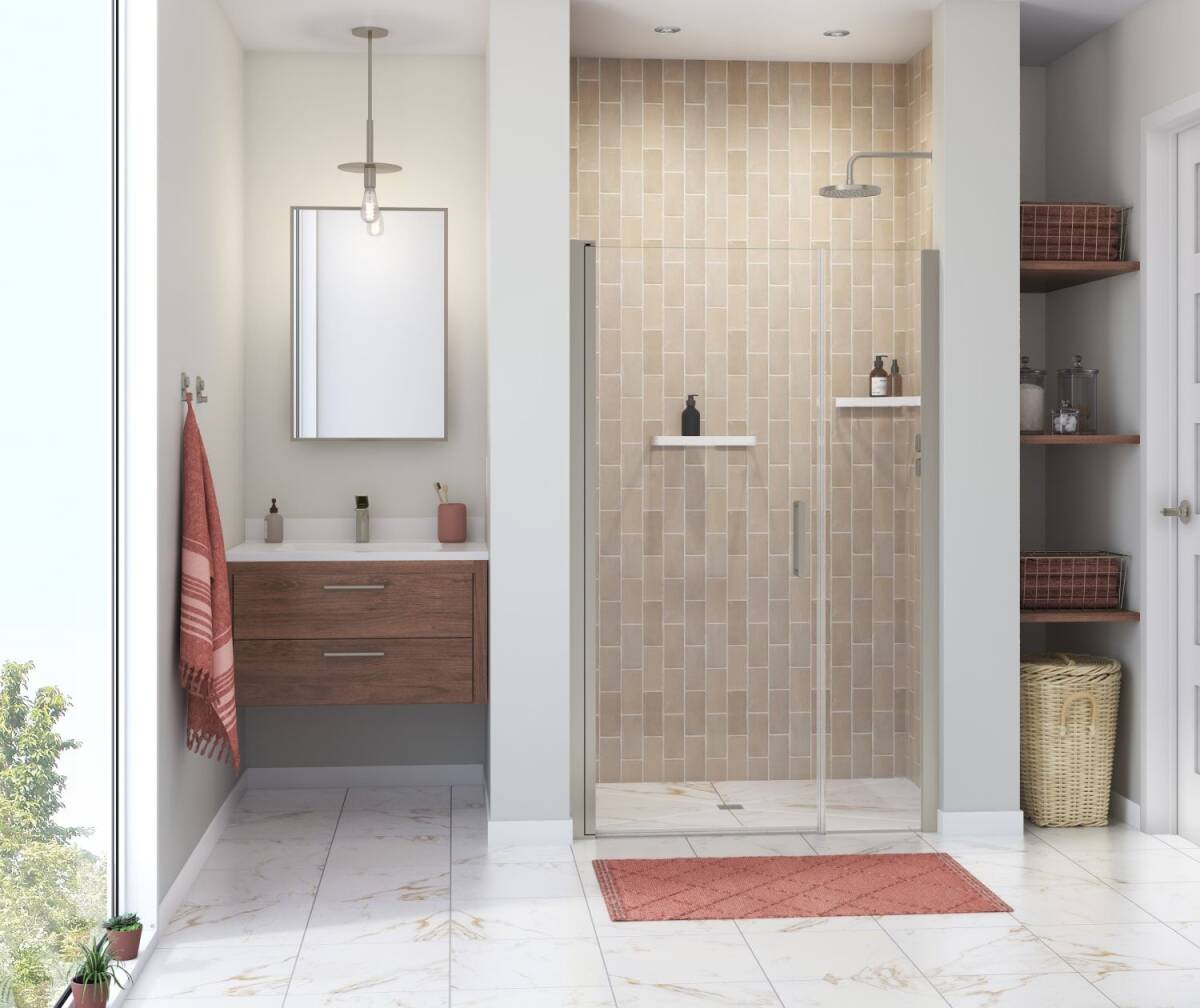 45 To 47-Inch X 68-Inch Manhattan Brushed Nickel Pivot Shower Door For Alcove 2 45 To 47-Inch X 68-Inch Manhattan Brushed Nickel Pivot Shower Door For Alcove