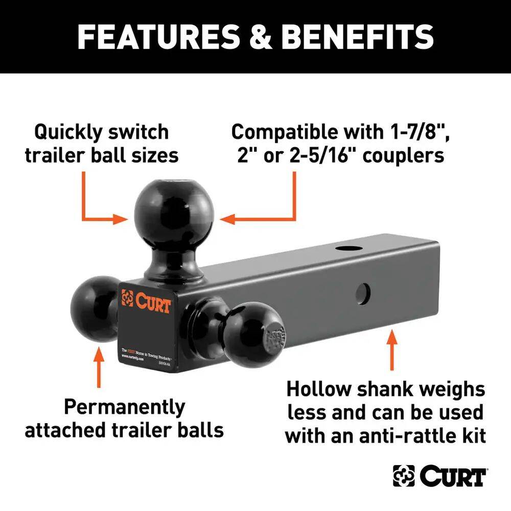 2-1/2-Inch Hollow Shank Multi-Ball Mount 2 2-1/2-Inch Hollow Shank Multi-Ball Mount