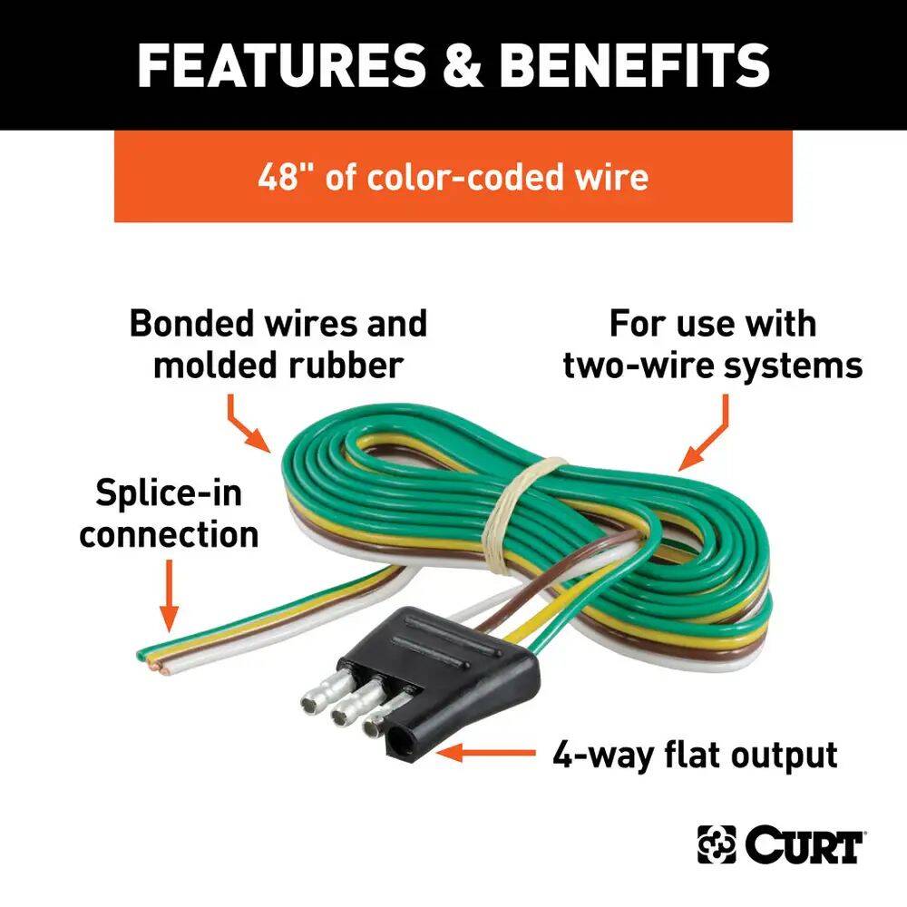 4-Way Flat Connector Plug With 48-Inch Wires, Trailer Side
