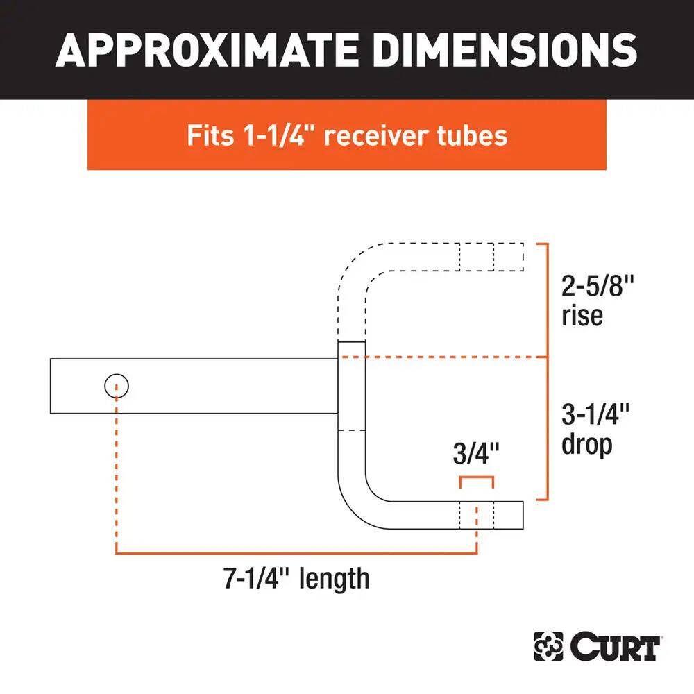 1-1/4-Inch Shank 7-1/4-Inch Length Class 2 Ball Mount With 3-1/4-Inch Drop 2 1-1/4-Inch Shank 7-1/4-Inch Length Class 2 Ball Mount With 3-1/4-Inch Drop
