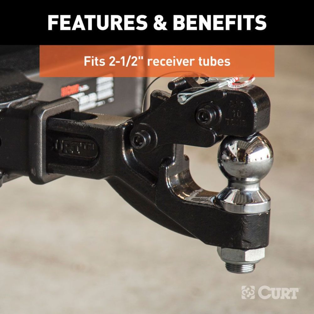 2-1/2-Inch Shank, 2-5/16-Inch Ball, Class 5 Receiver-Mount Ball and Pintle Hitch, 3-Inch Diameter, Steel, Powder-Coated 3 2-1/2-Inch Shank, 2-5/16-Inch Ball, Class 5 Receiver-Mount Ball and Pintle Hitch, 3-Inch Diameter, Steel, Powder-Coated
