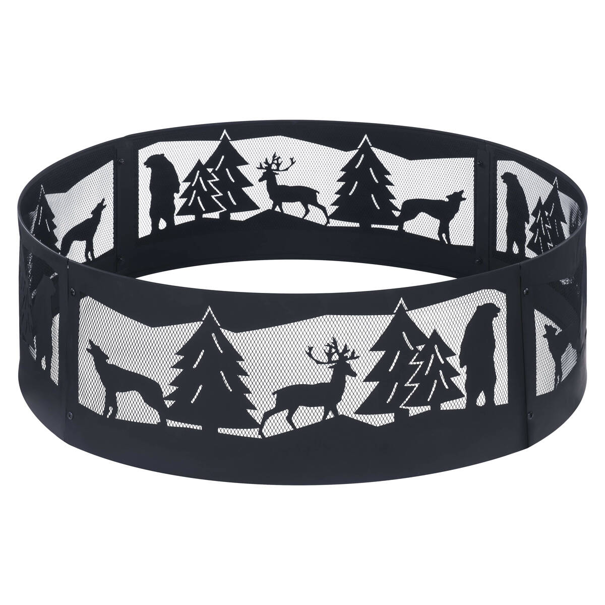 36-Inch Black Woodland Fire Ring