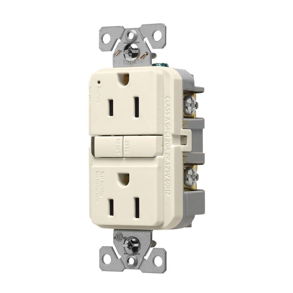 15-Amp 125-Volt Auto-Grounding Self-Test GFCI Duplex Receptacle, 1-Pack, Almond