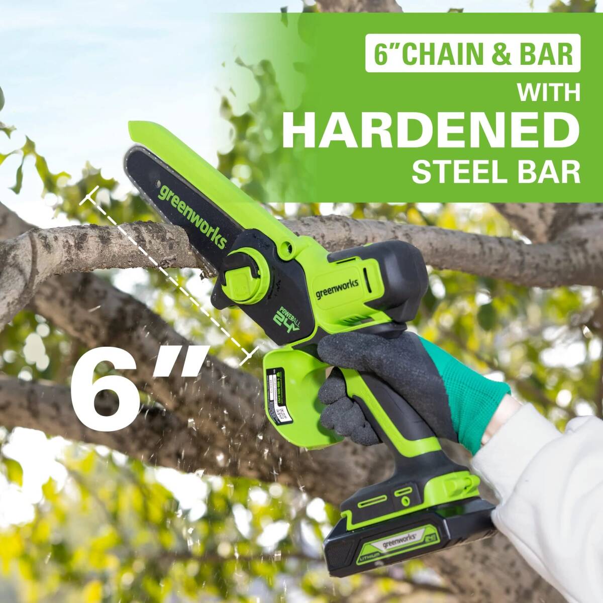 24-Volt 6-Inch Cordless Brushless Pruner Saw With 2.0Ah Battery & Charger