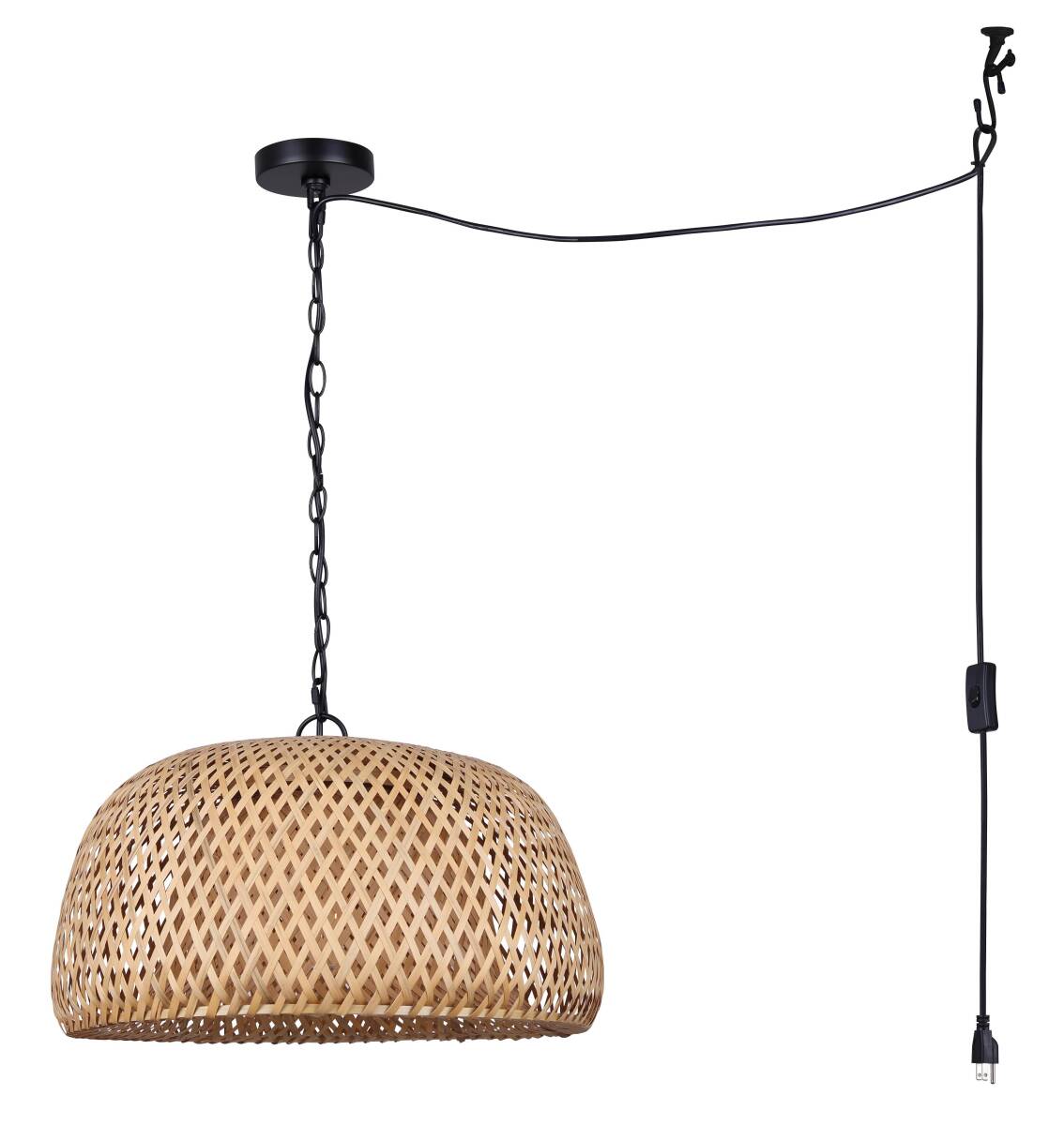 1 Light Hanoi Pendant In Black And Bamboo 3 1 Light Hanoi Pendant In Black And Bamboo