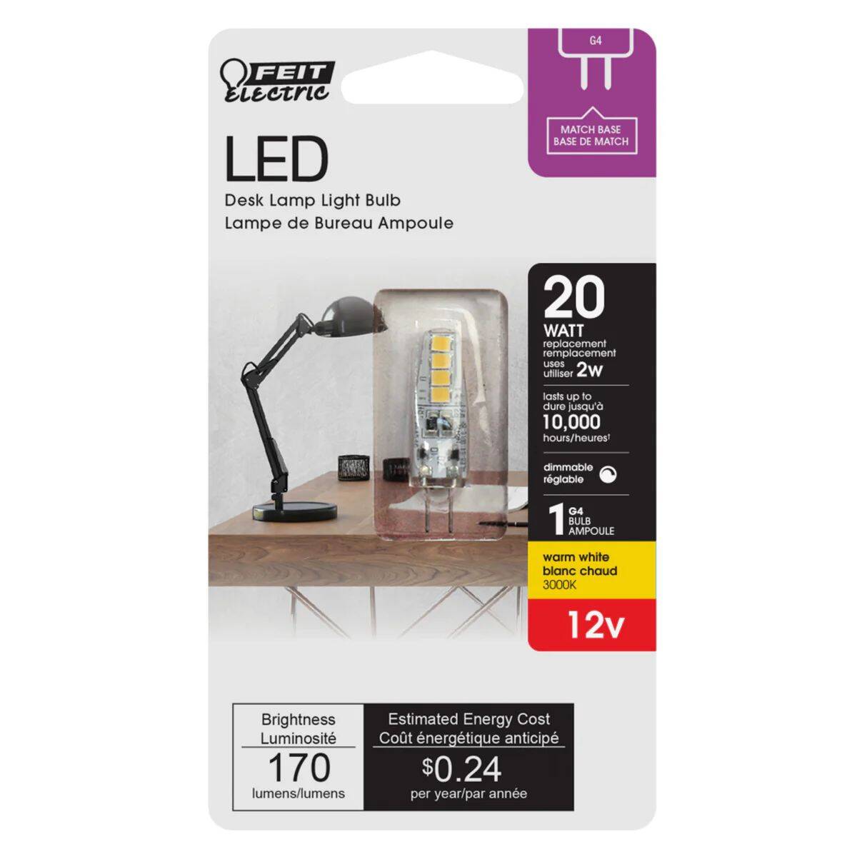 20-Watt Equivalent T3 G4 Warm White Dimmable LED Light Bulb, 1-Pack