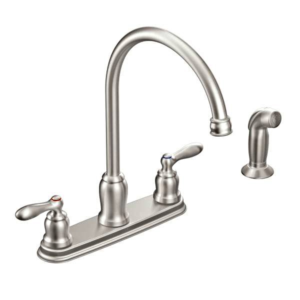 Spot Resist™ Stainless Caldwell™ 2-Handle High-Arc Kitchen Faucet With Protege® Side Spray