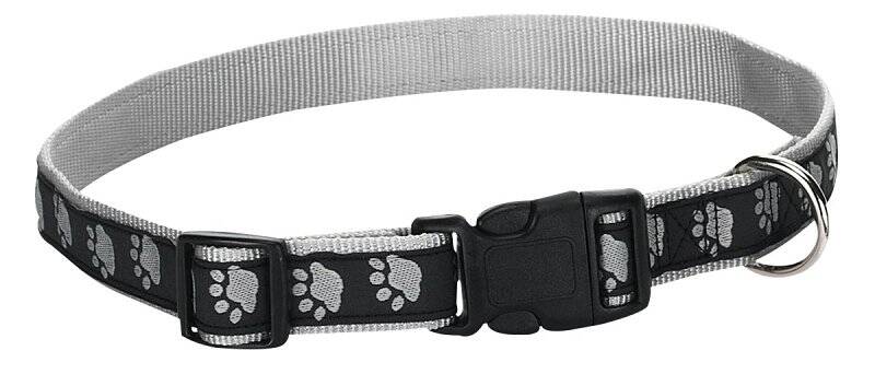6 To 10-Inch, Black Pawprint Dog Collar