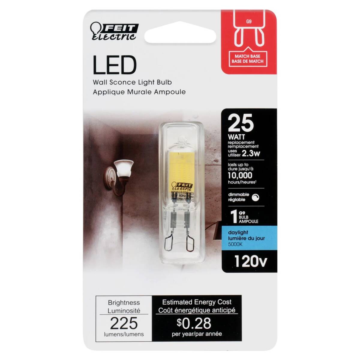 LED Bulb G9 Lamp Base, Dimmable, 25W Equivalent