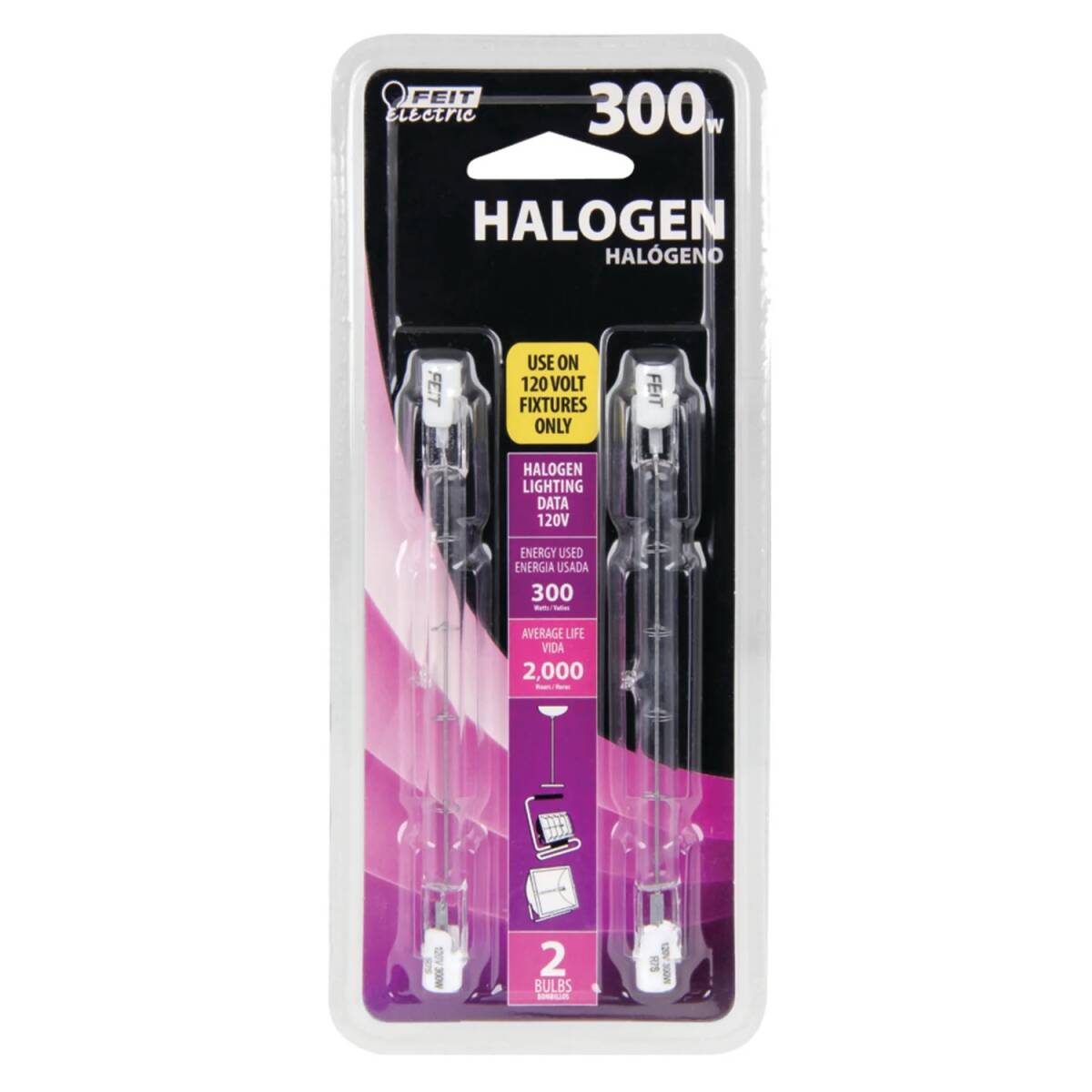 300-Watt Bright White T3 RSC Dimmable Halogen Bulb, 2-Pack