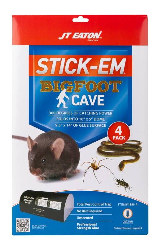 Stick-Em Bigfoot Cave Glue Trap for Rodents, Snakes, & Other Pests, 4-Pack