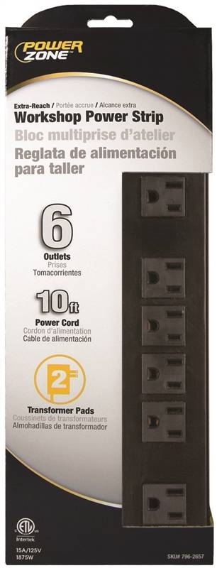 10-Foot 6-Outlet Extra-Reach Workshop Power Strip