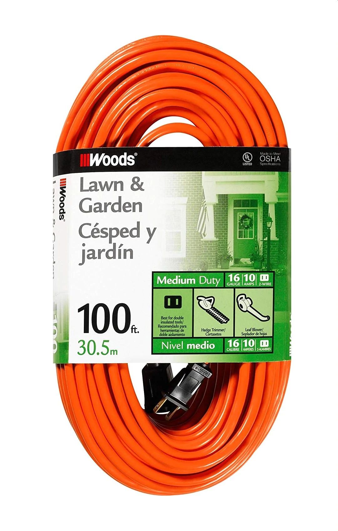 Woods® 100-Foot 16/2 SJTW Medium Duty Outdoor Extension Cord