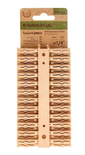 Uno Timber Multi-Purpose Drywall Anchor 1/4-Inch 96-Count 5 Uno Timber Multi-Purpose Drywall Anchor 1/4-Inch 96-Count