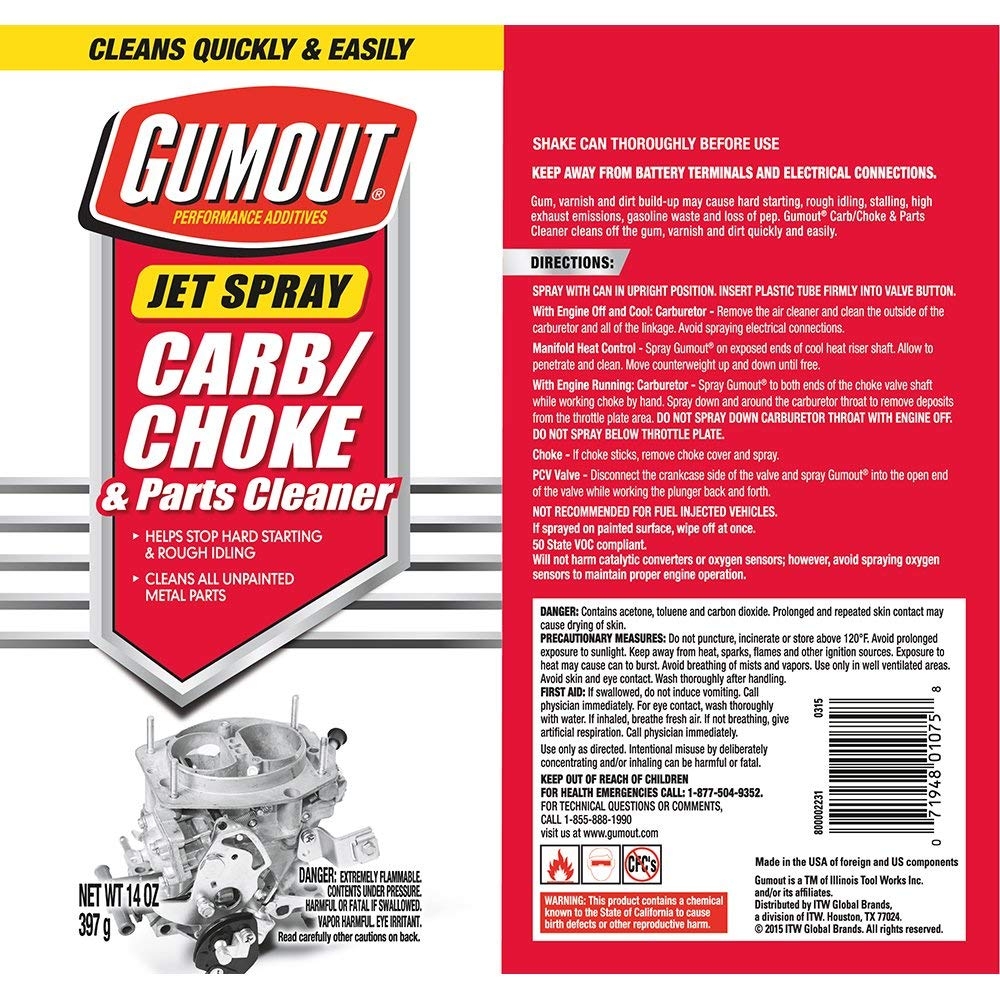 14-Ounce Jet Spray Carb/Choke & Parts Cleaner 1 14-Ounce Jet Spray Carb/Choke & Parts Cleaner
