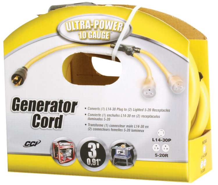 CCI® 3-Foot 10/3 STOW Generator Cord 1 CCI® 3-Foot 10/3 STOW Generator Cord
