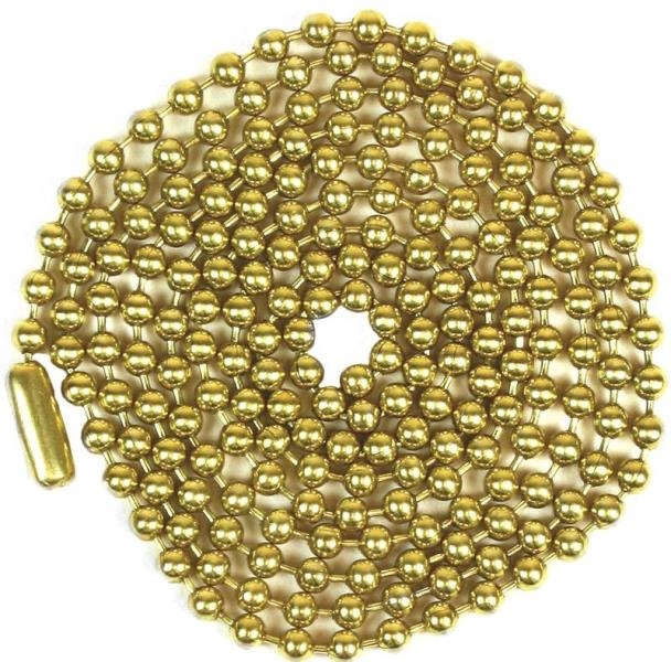 Brass Finish Beaded Chain With No. 6 Connector 3-Foot