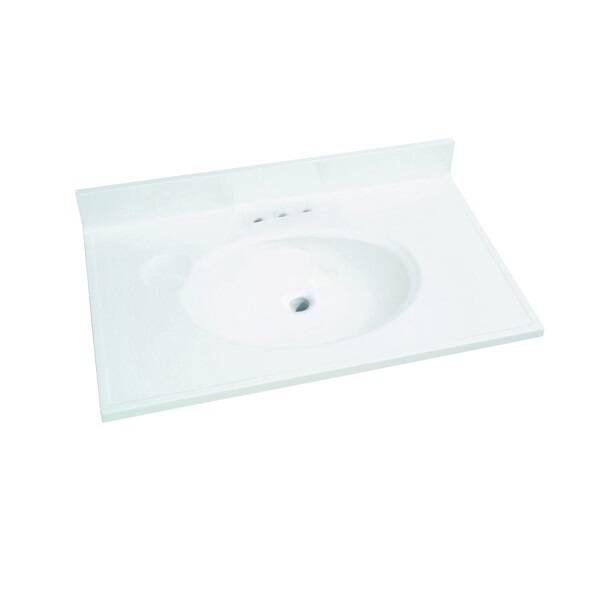 31-Inch x 19-Inch Solid White Marble Countertop Edge Vanity Top