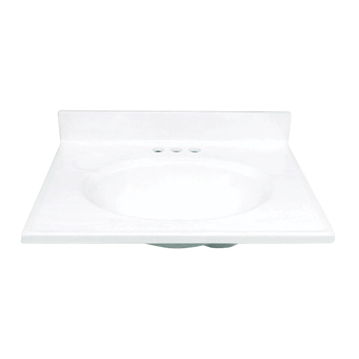 19-Inch X 25-Inch Solid White Cultured Marble Vanity Top