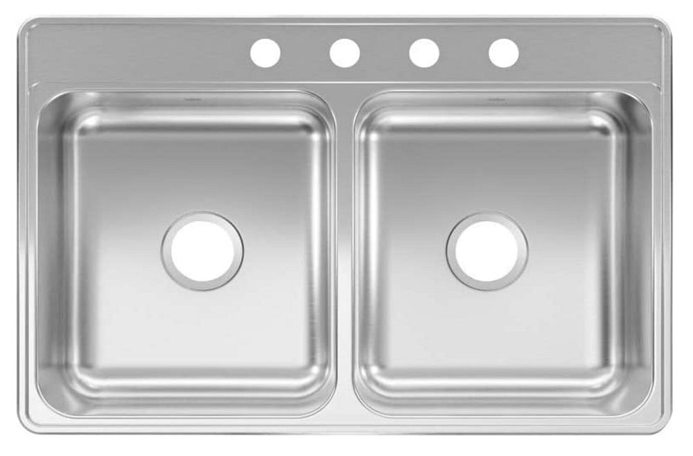 33 x 22 x 6-Inch Top Mount/Drop-In 4-Hole Double Bowl Stainless Steel Kitchen Sink 1 33 x 22 x 6-Inch Top Mount/Drop-In 4-Hole Double Bowl Stainless Steel Kitchen Sink