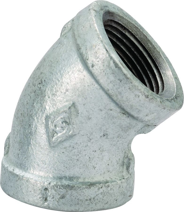 1/4 in. FIP x 1/4 in. FIP 45° Galvanized Malleable Steel Elbow Fitting - 1-Pack 2 1/4 in. FIP x 1/4 in. FIP 45° Galvanized Malleable Steel Elbow Fitting - 1-Pack