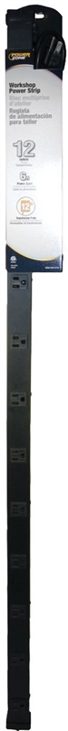 6-Foot Black Power Outlet Strip With 12-Sockets