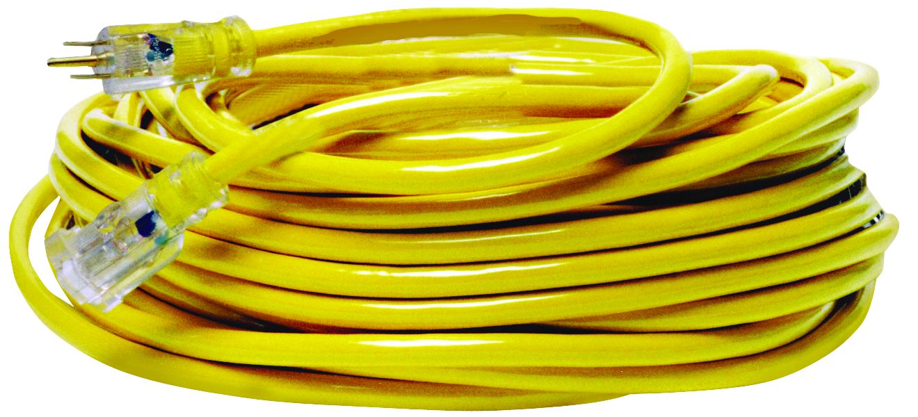 Yellow Jacket® PowerLite Plug™ 100-Foot 12/3 SJTW Outdoor Extension Cord