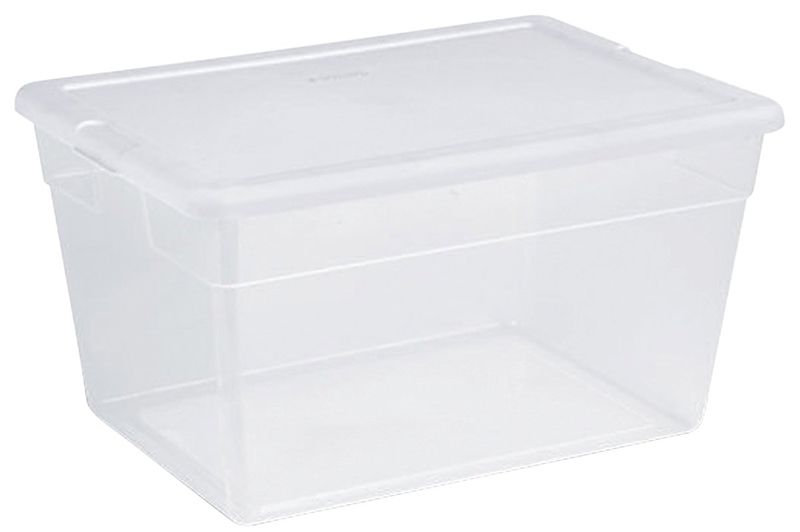 56-Quart Clear/White Plastic Storage Box