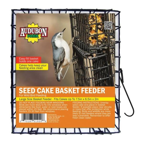 Large Black Vinyl-Coated Metal Seed Cake Basket Feeder
