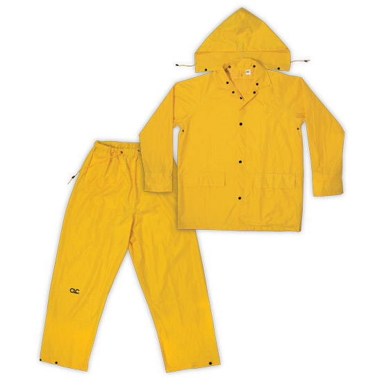 X-Large Yellow Medium Weight Polyester 3-Piece Rain Suit