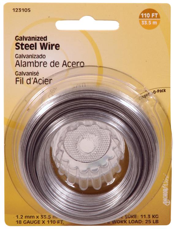 110-Foot 18-Gauge Galvanized Steel Wire 1 110-Foot 18-Gauge Galvanized Steel Wire
