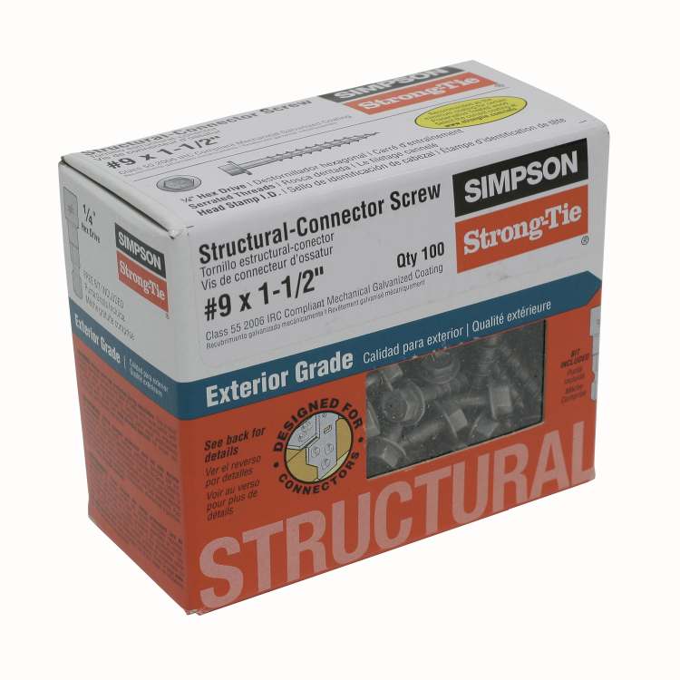 #9 x 1-1/2-Inch Hex Strong Drive Sd Structural-Connector Screw 100-Pack
