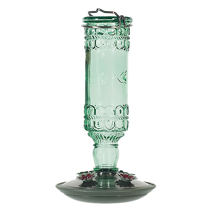 Antique Bottle Glass Hummingbird Feeder