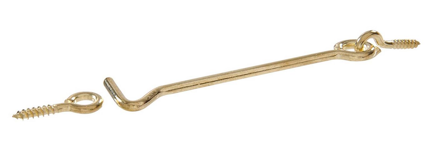 Hardware Essentials™ 3-Inch Bright Brass Gate Hook And Eye 1 Hardware Essentials™ 3-Inch Bright Brass Gate Hook And Eye