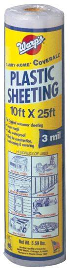 10-Foot X 25-Foot 3-Mil Clear Poly Film Plastic Sheeting