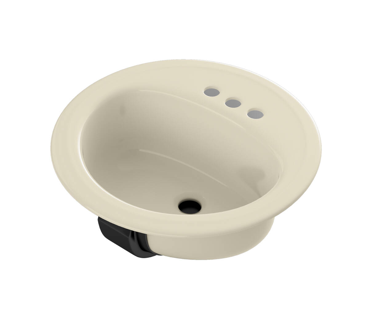 19-Inch Bone Round Steel Lavatory Sink