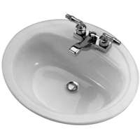 20-Inch Oval White Porcelain Enamel Azalea Drop-In Sink