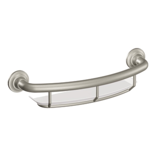 16-Inch Brushed Nickel Grab Bar With Shelf