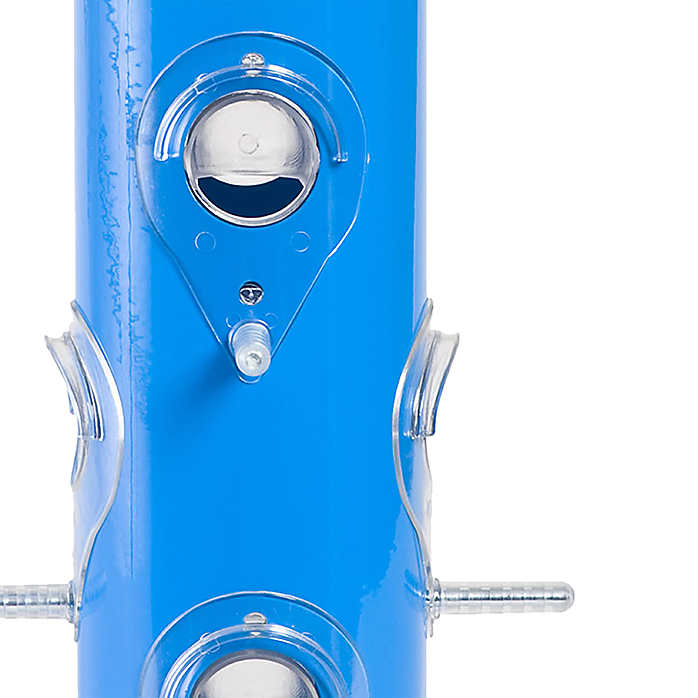 Blue Metal Tube Bird Feeder, 1-Ounce Seed Capacity 2 Blue Metal Tube Bird Feeder, 1-Ounce Seed Capacity