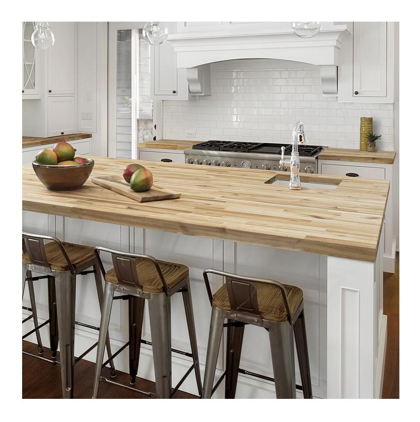 4-Inch X 98-Inch X 1-1/2-Inch Unfinished Acacia Wooden Butcher Block Countertop