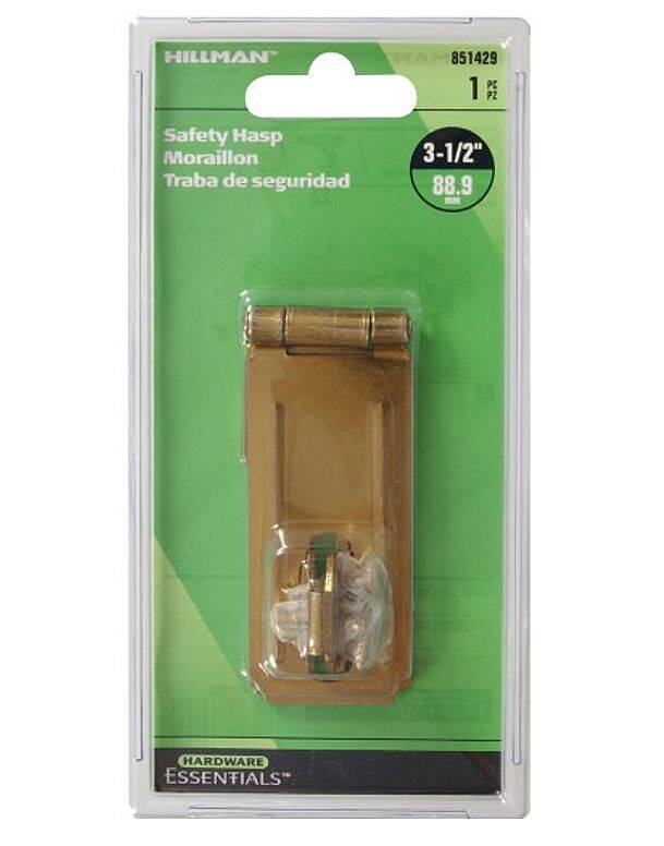Hardware Essentials™ 3-1/2-Inch Zinc And Yellow Dichromate Fixed Staple Safety Hasp 1 Hardware Essentials™ 3-1/2-Inch Zinc And Yellow Dichromate Fixed Staple Safety Hasp