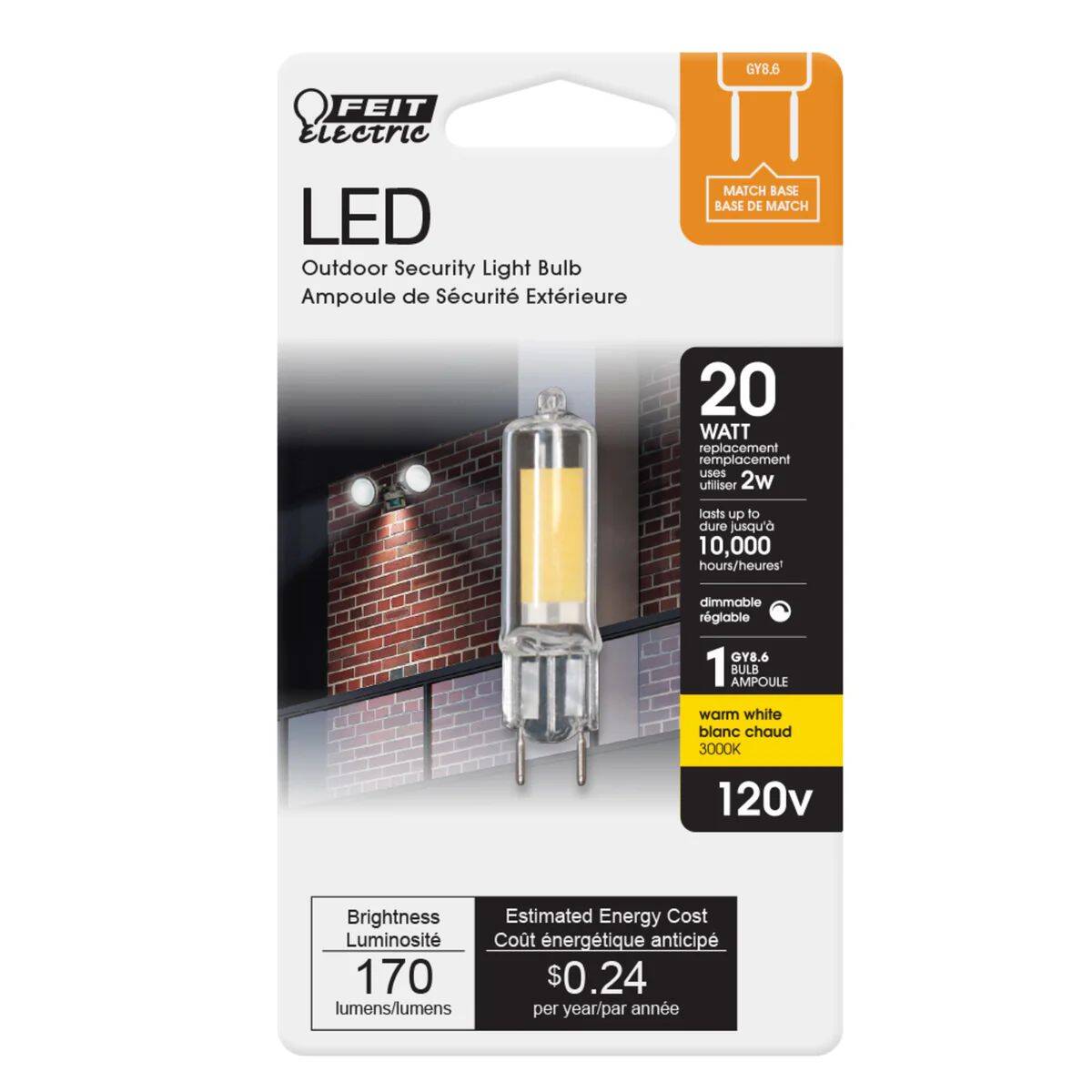 20-Watt Equivalent T4 GY8.6 Warm White Dimmable LED Light Bulb, 1-Pack