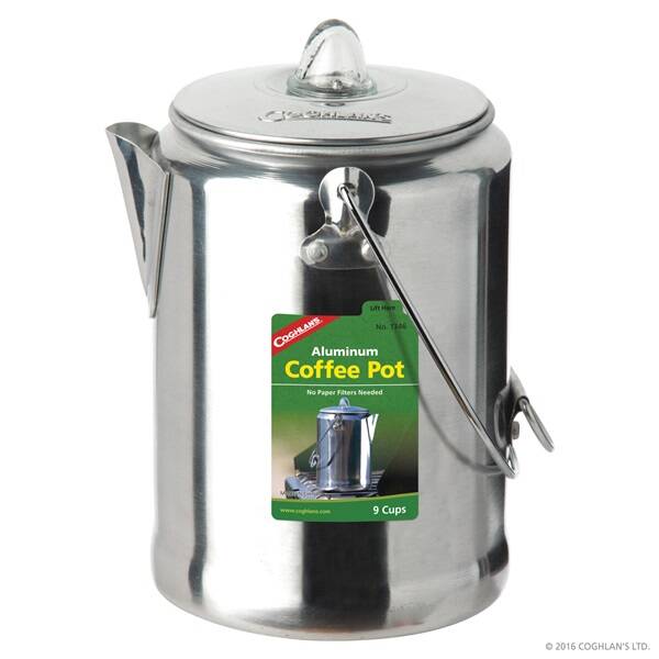 9 Cup Capacity Silver Aluminum Coffee Pot