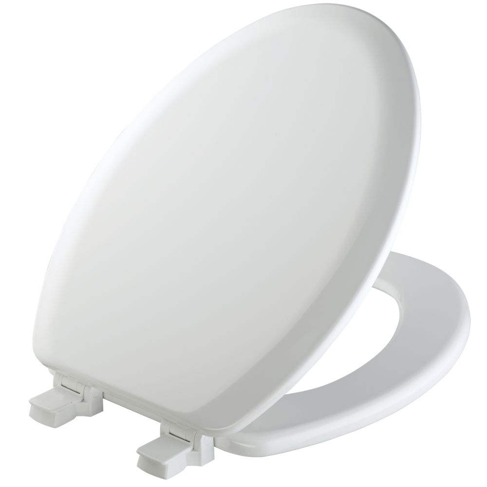 White Elongated Molded Wood Toilet Seat With Ez Clean Hinges