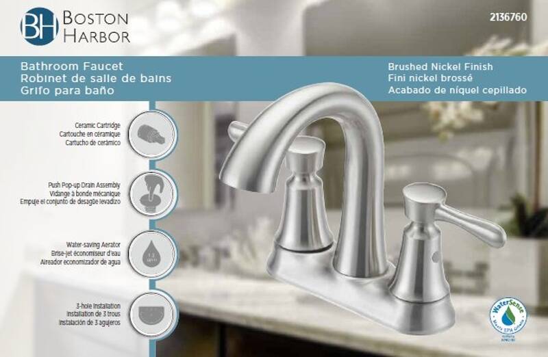 Brushed Nickel 2-Handle Bathroom Sink Faucet With Pop-Up Drain, 4\
