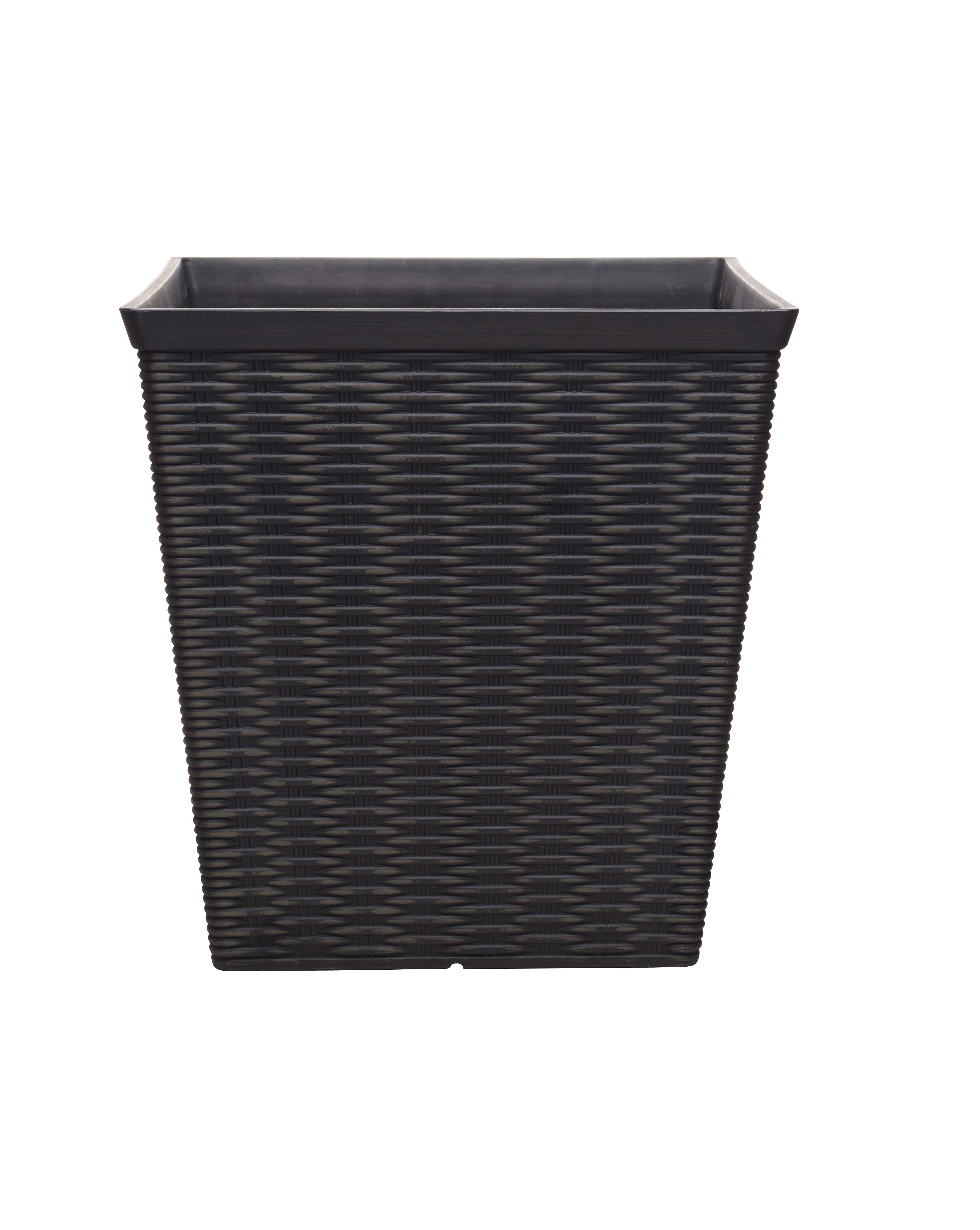 15-Inch Dark Coffee Jamaica Wicker Resin Square Planter 2 15-Inch Dark Coffee Jamaica Wicker Resin Square Planter