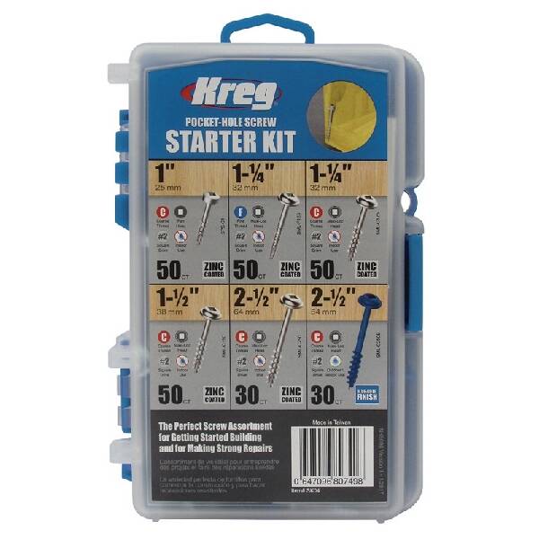 Pocket-Hole Screw Starter Kit, 260-Pieces