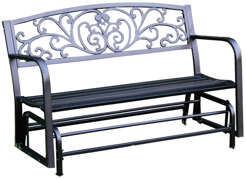 Black Steel Decorative Glider Park Bench 1 Black Steel Decorative Glider Park Bench